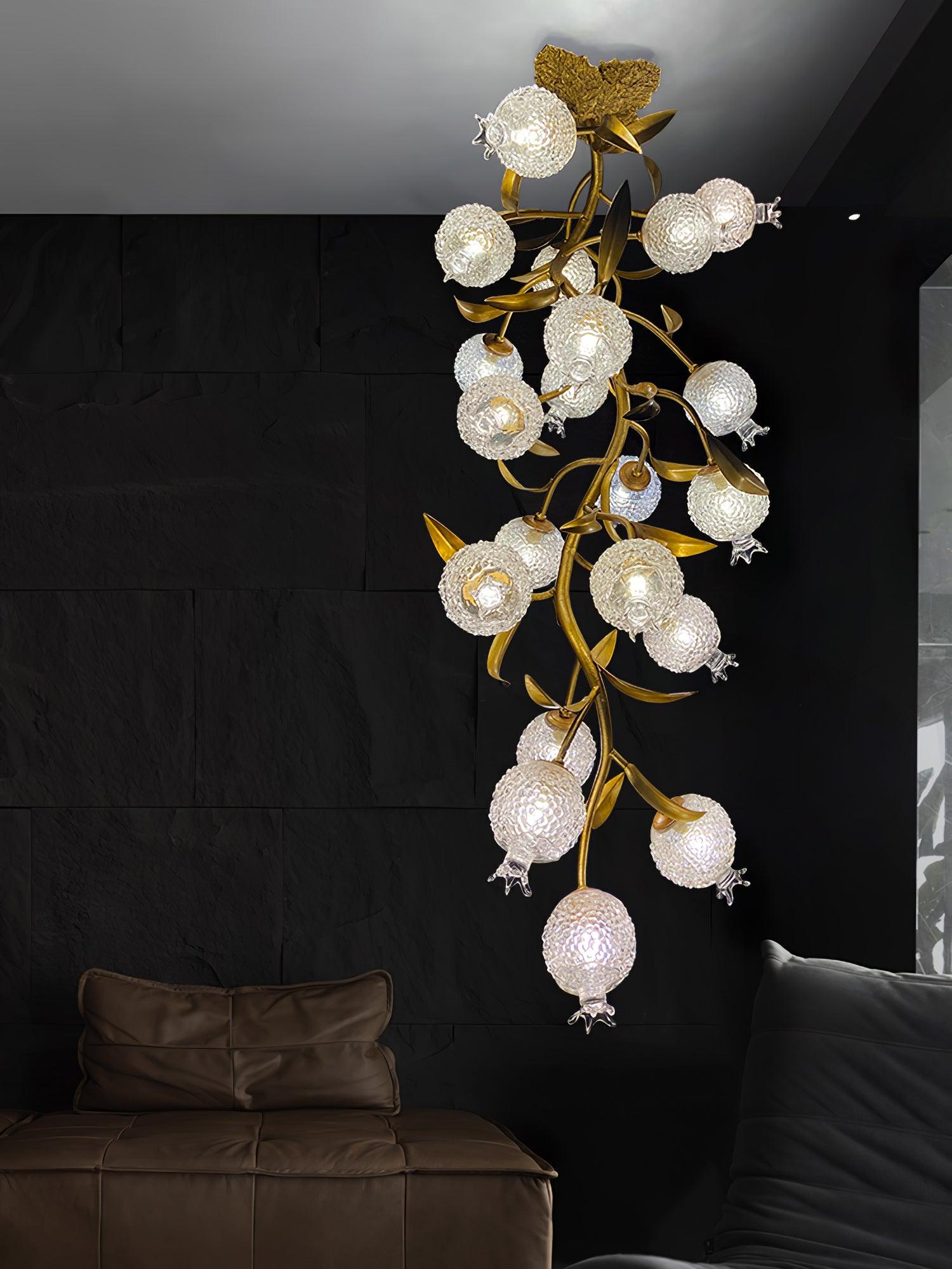 Aursorir Elegance Pomegranate Brass Metal Glass Ceiling Lamp - Lamp Outdoor