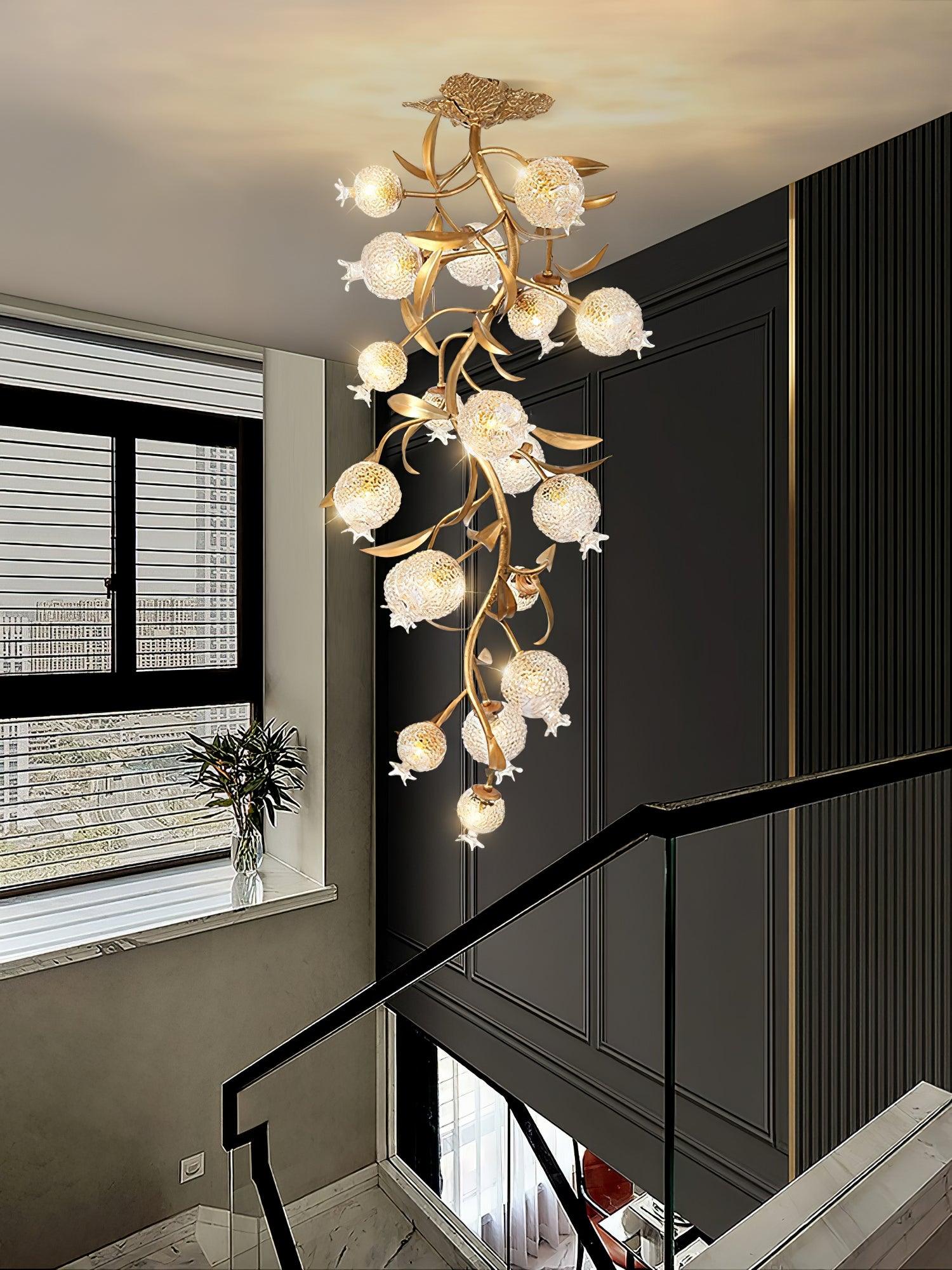 Aursorir Elegance Pomegranate Brass Metal Glass Ceiling Lamp - Lamp Outdoor