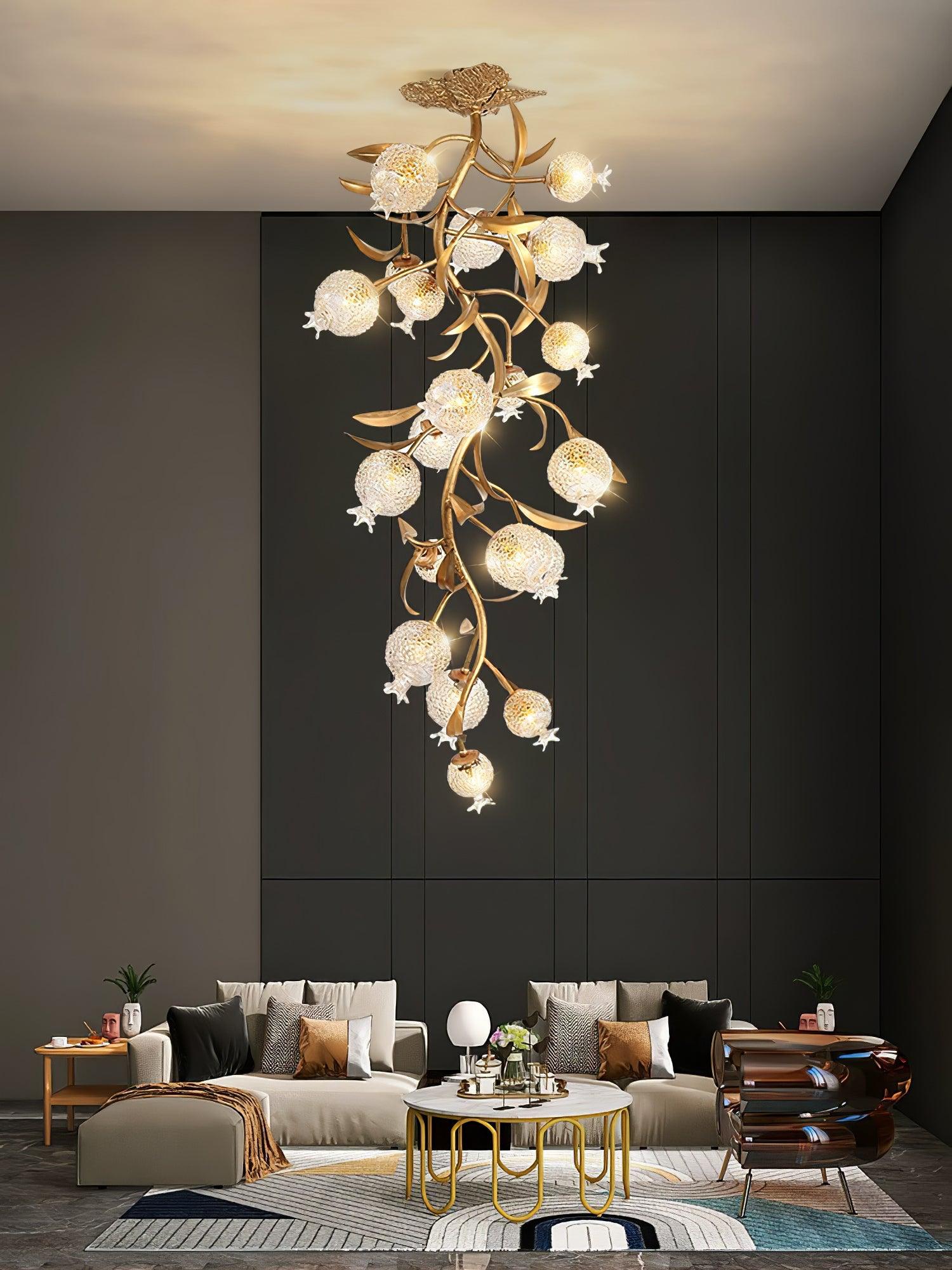 Aursorir Elegance Pomegranate Brass Metal Glass Ceiling Lamp - Lamp Outdoor