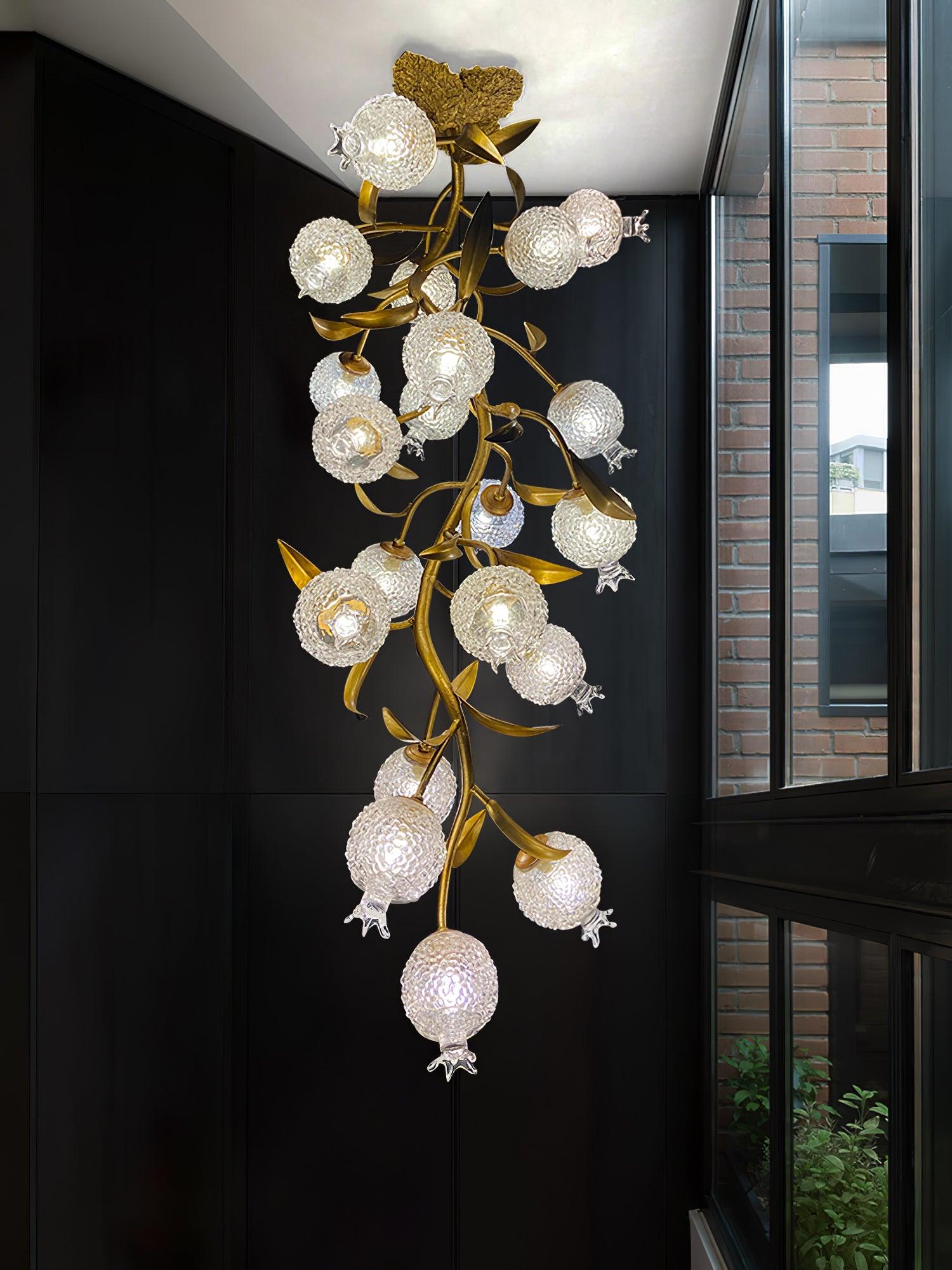 Aursorir Elegance Pomegranate Brass Metal Glass Ceiling Lamp - Lamp Outdoor