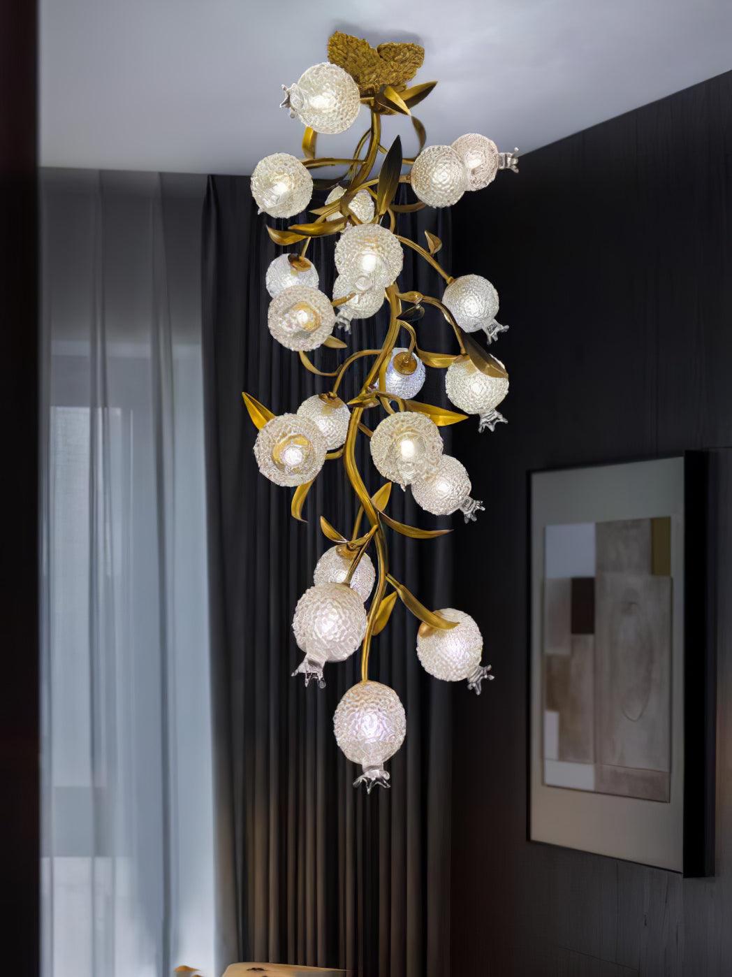 Aursorir Elegance Pomegranate Brass Metal Glass Ceiling Lamp - Lamp Outdoor