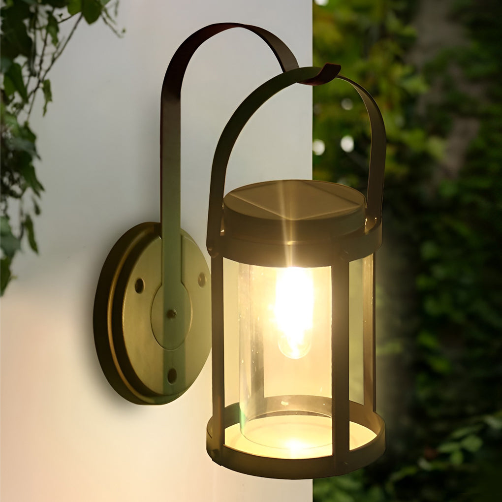 Portable Lantern Shaped LED Waterproof Modern Solar Plug in Wall Sconce Lighting - Lamp Outdoor
