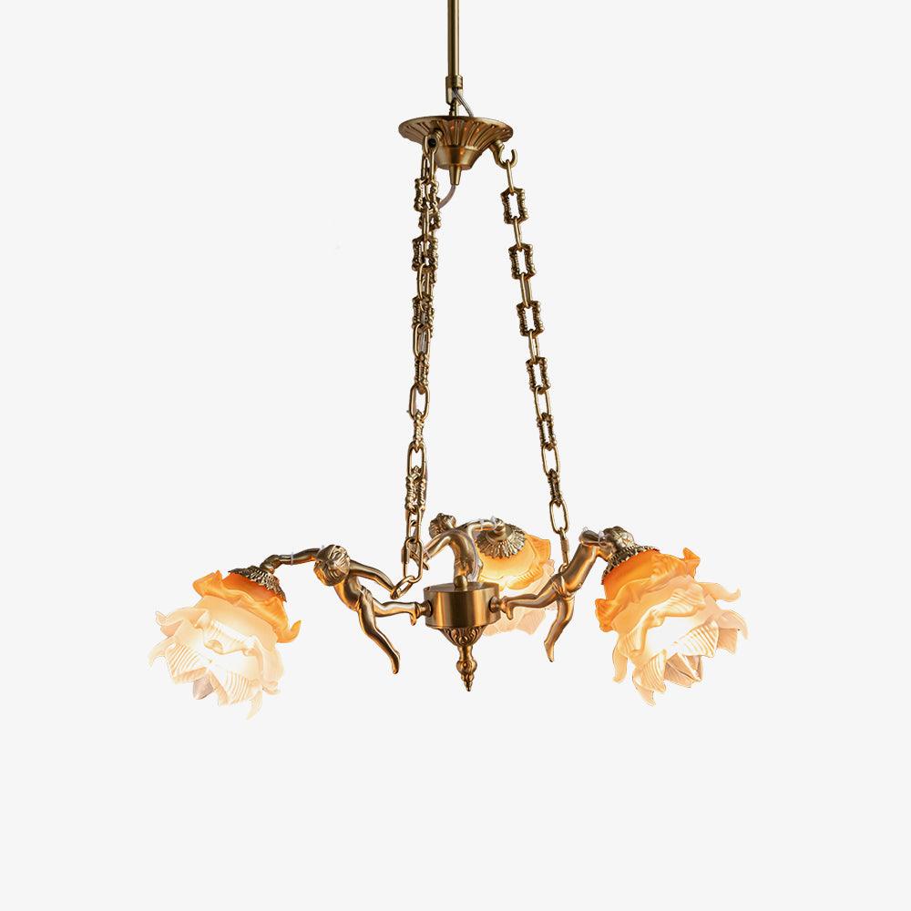 Putti Statuettes Brass Suspension - Lamp Outdoor