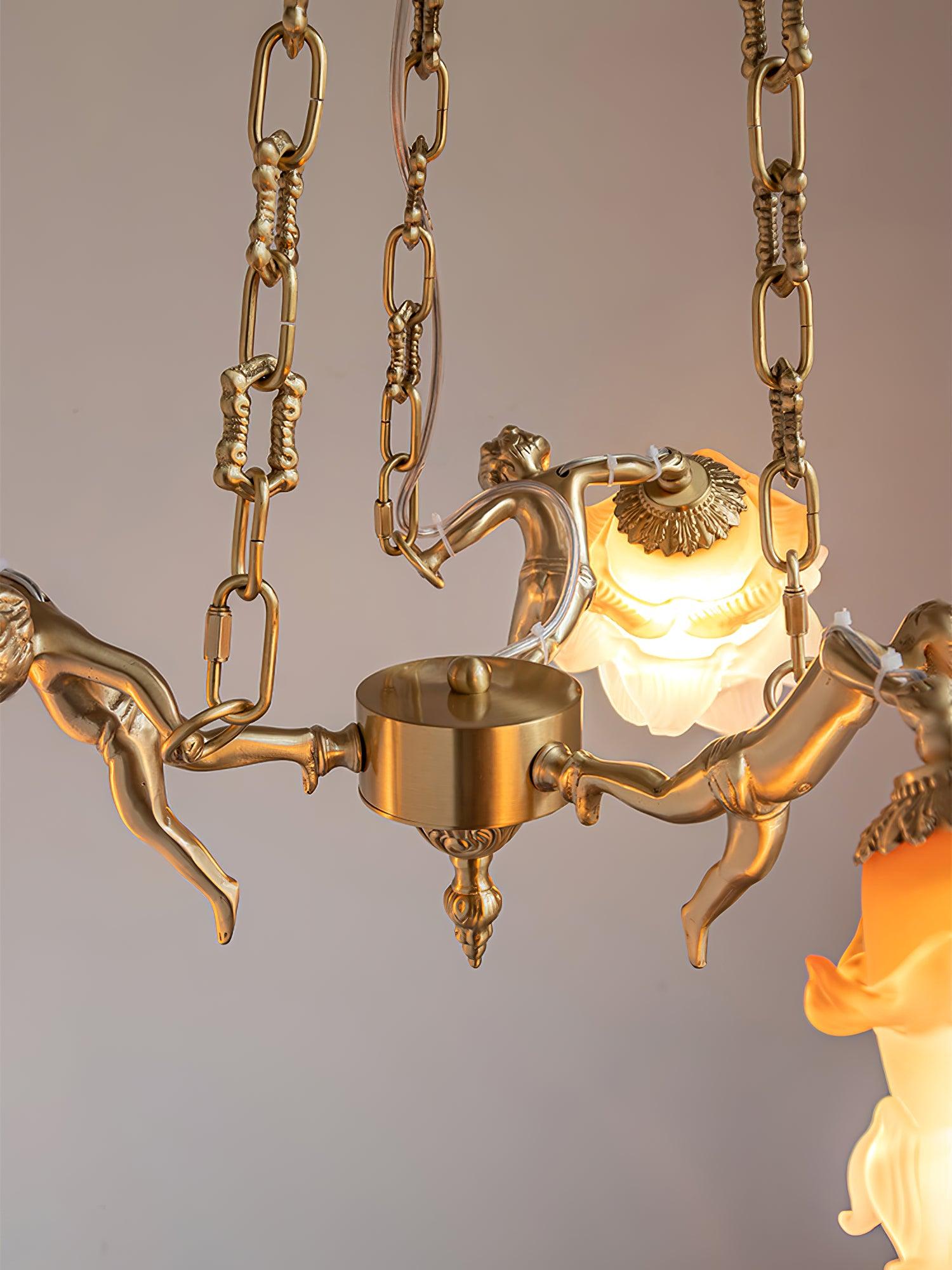 Putti Statuettes Brass Suspension - Lamp Outdoor