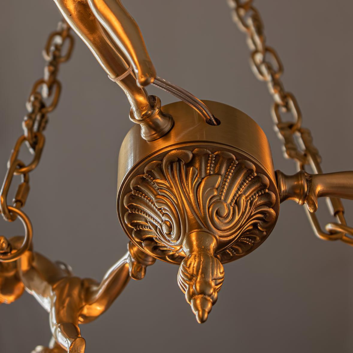 Putti Statuettes Brass Suspension - Lamp Outdoor