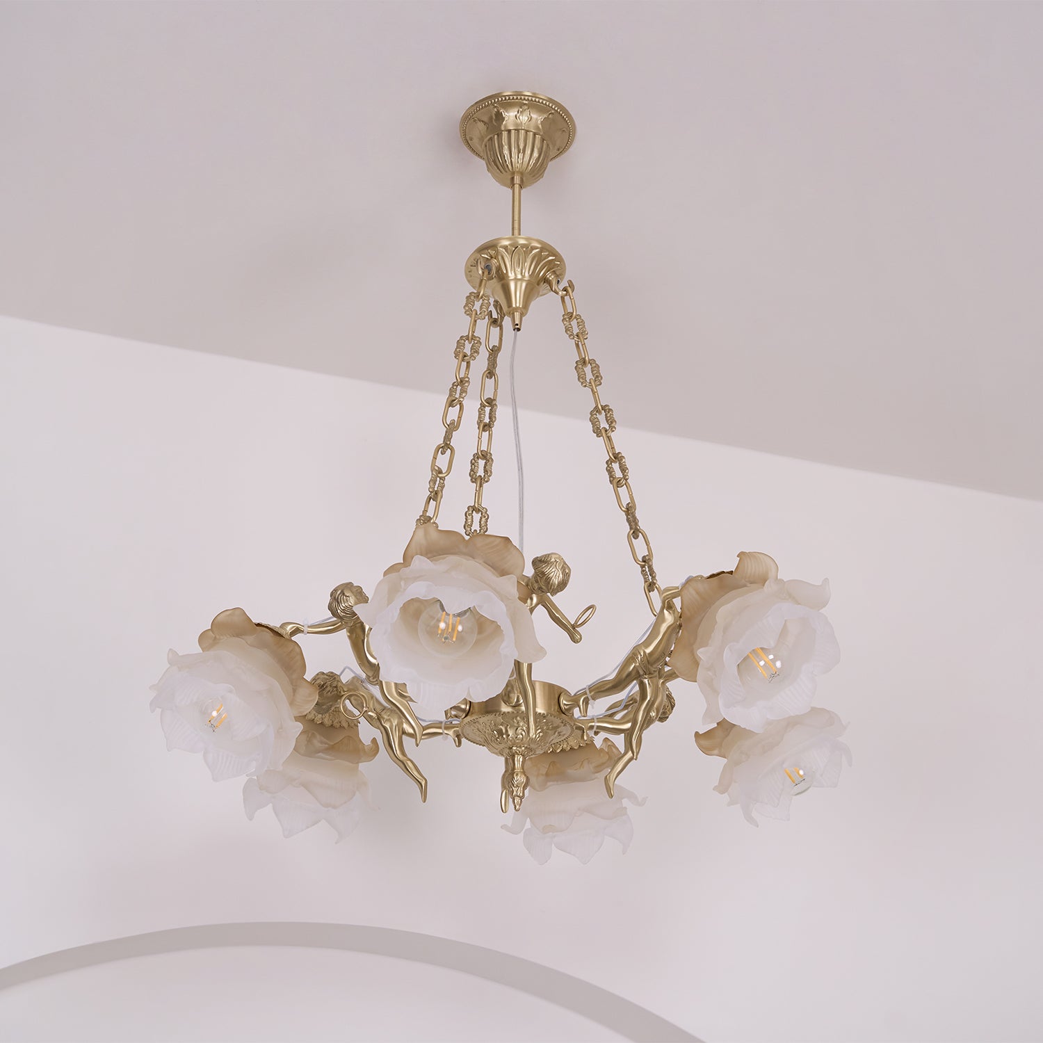 Putti Statuettes Brass Suspension - Lamp Outdoor