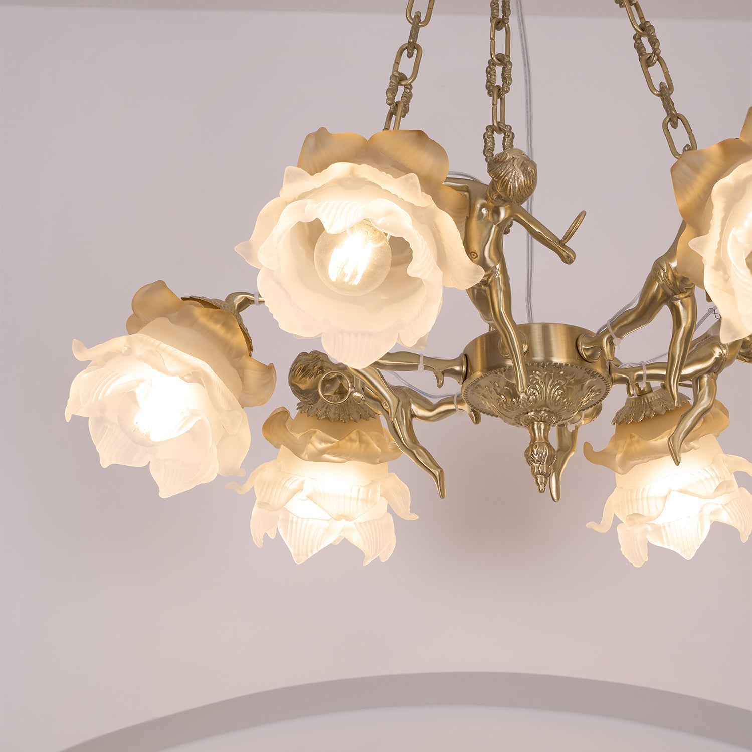 Putti Statuettes Brass Suspension - Lamp Outdoor
