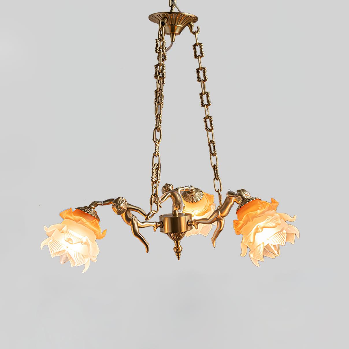 Putti Statuettes Brass Suspension - Lamp Outdoor