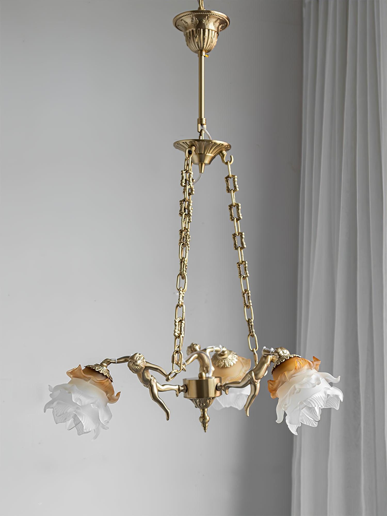 Putti Statuettes Brass Suspension - Lamp Outdoor