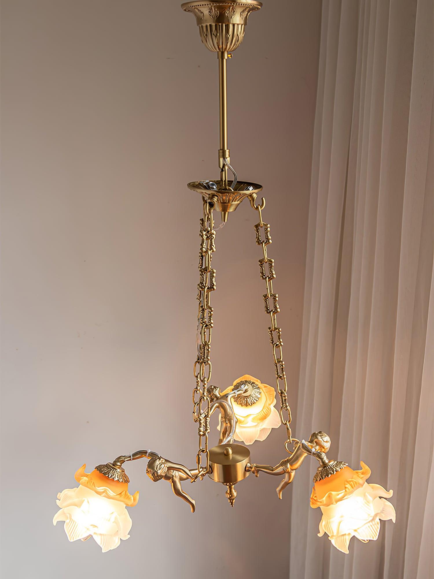 Putti Statuettes Brass Suspension - Lamp Outdoor