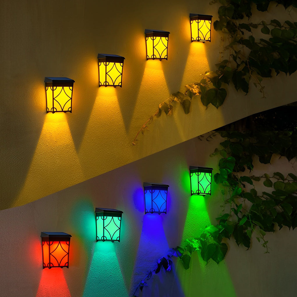 2Pcs Waterproof LED RGB Intelligent Motion Sensor Solar Wall Lights - Lamp Outdoor