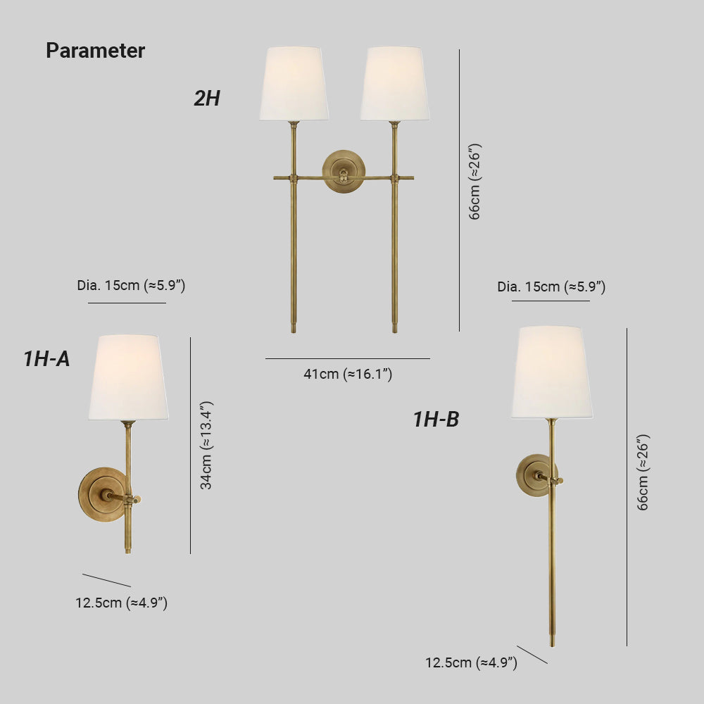 Theodore Wall Lamp Brass Fabric - Lamp Outdoor