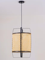 Solara Pendant Lamp Rattan Cane Frame Industrial - Letslighting