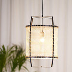 Solara Pendant Lamp Rattan Cane Frame Industrial - Letslighting