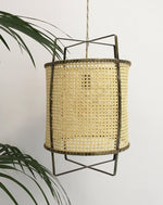 Solara Pendant Lamp Rattan Cane Frame Industrial - Letslighting
