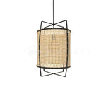 Solara Pendant Lamp Rattan Cane Frame Industrial - Letslighting