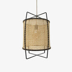 Solara Pendant Lamp Rattan Cane Frame Industrial - Letslighting