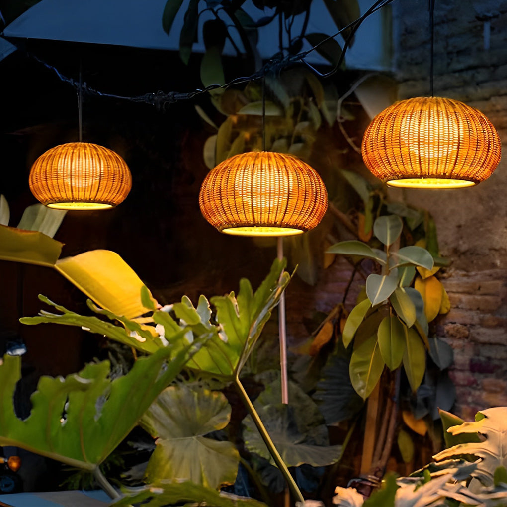 Lantern Shaped Waterproof Rattan Modern Outdoor Wall Lamp Chandelier - Lamp Outdoor