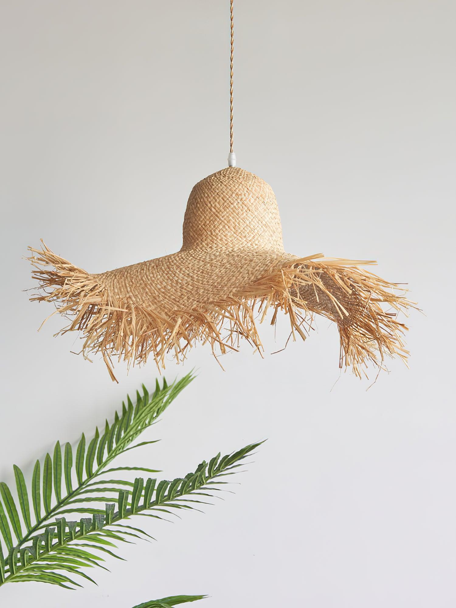 Rattan Straw Hat Pendant Light - Lamp Outdoor