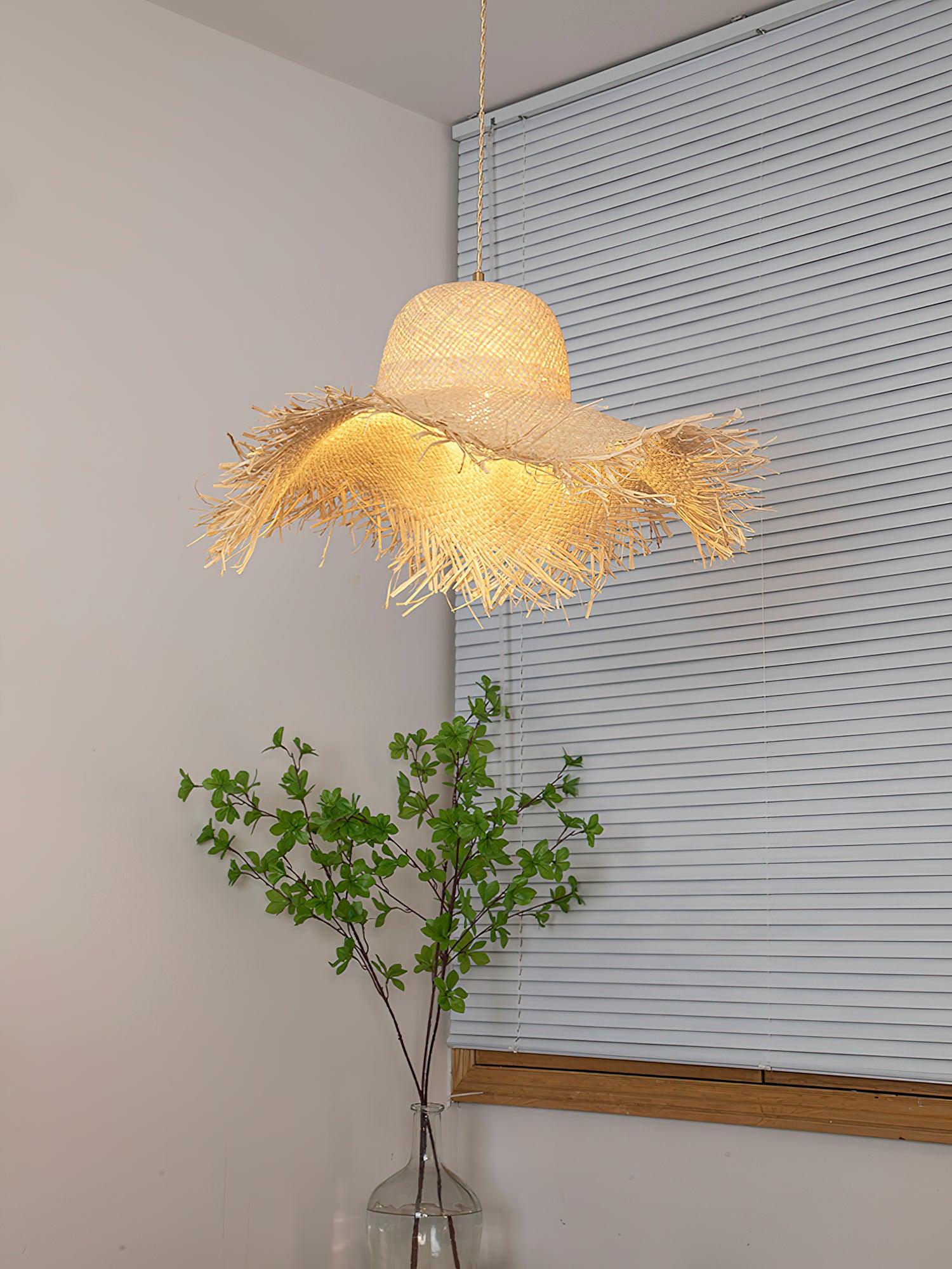 Rattan Straw Hat Pendant Light - Lamp Outdoor