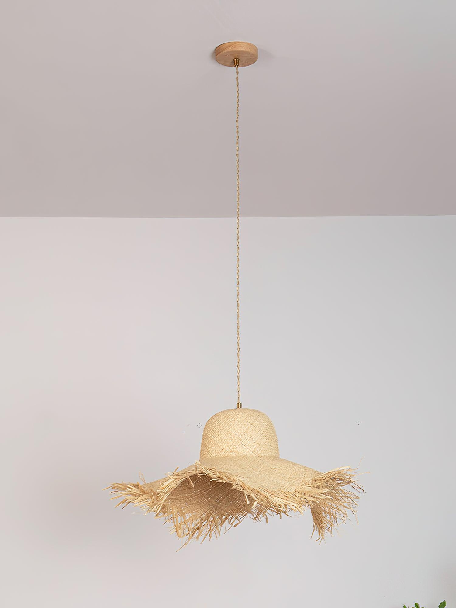 Rattan Straw Hat Pendant Light - Lamp Outdoor