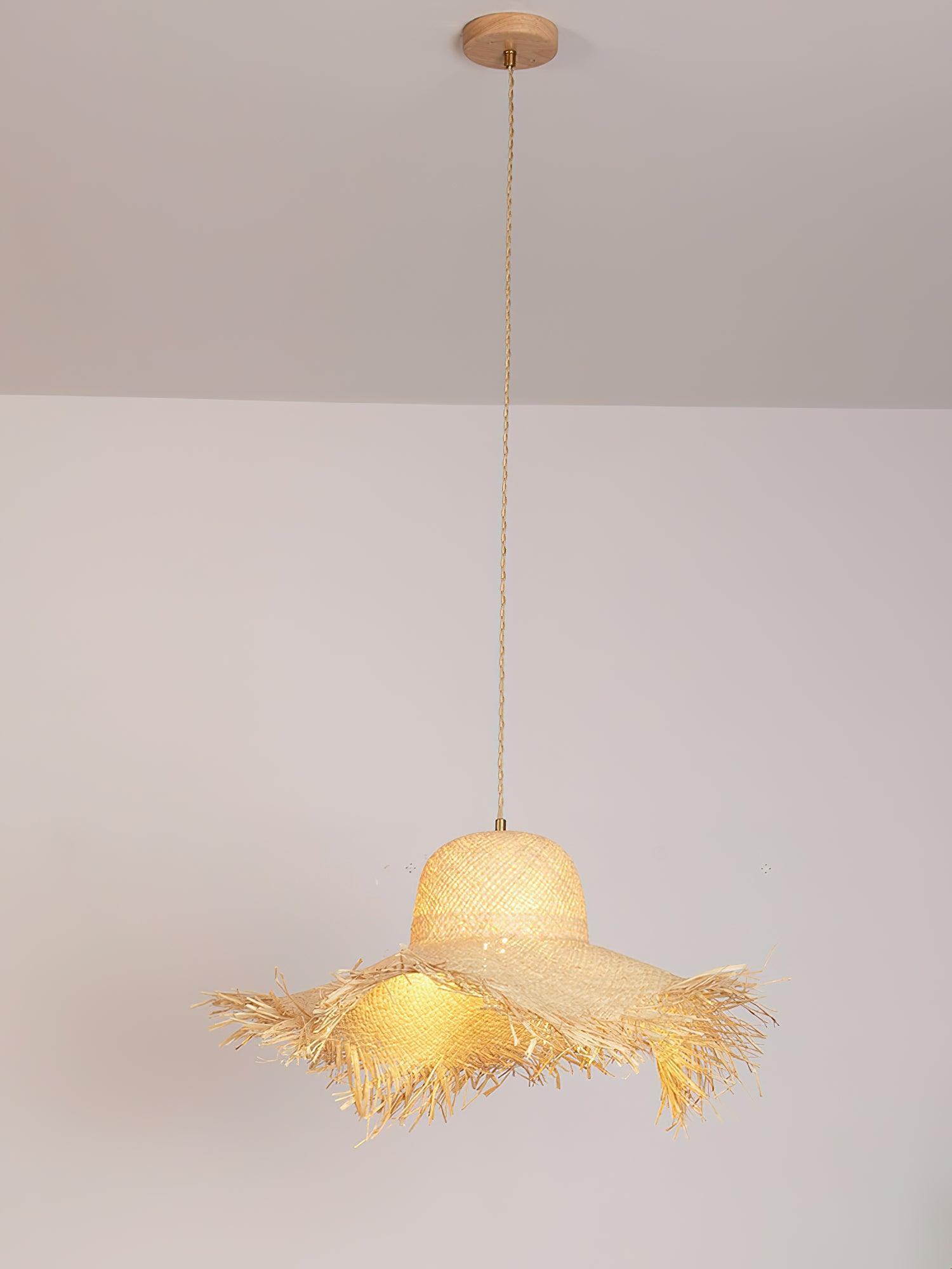 Rattan Straw Hat Pendant Light - Lamp Outdoor