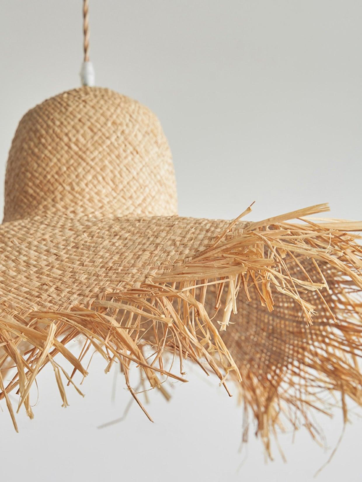 Rattan Straw Hat Pendant Light - Lamp Outdoor