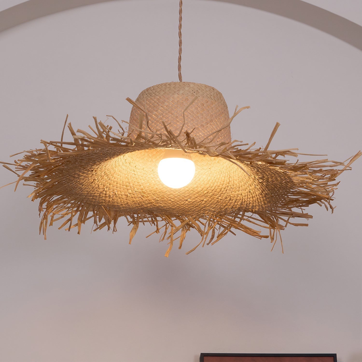 Rattan Straw Hat Pendant Light - Lamp Outdoor