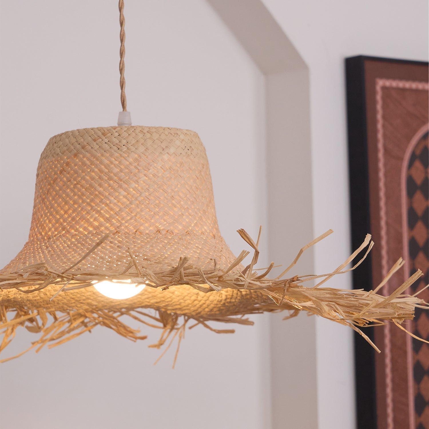 Rattan Straw Hat Pendant Light - Lamp Outdoor