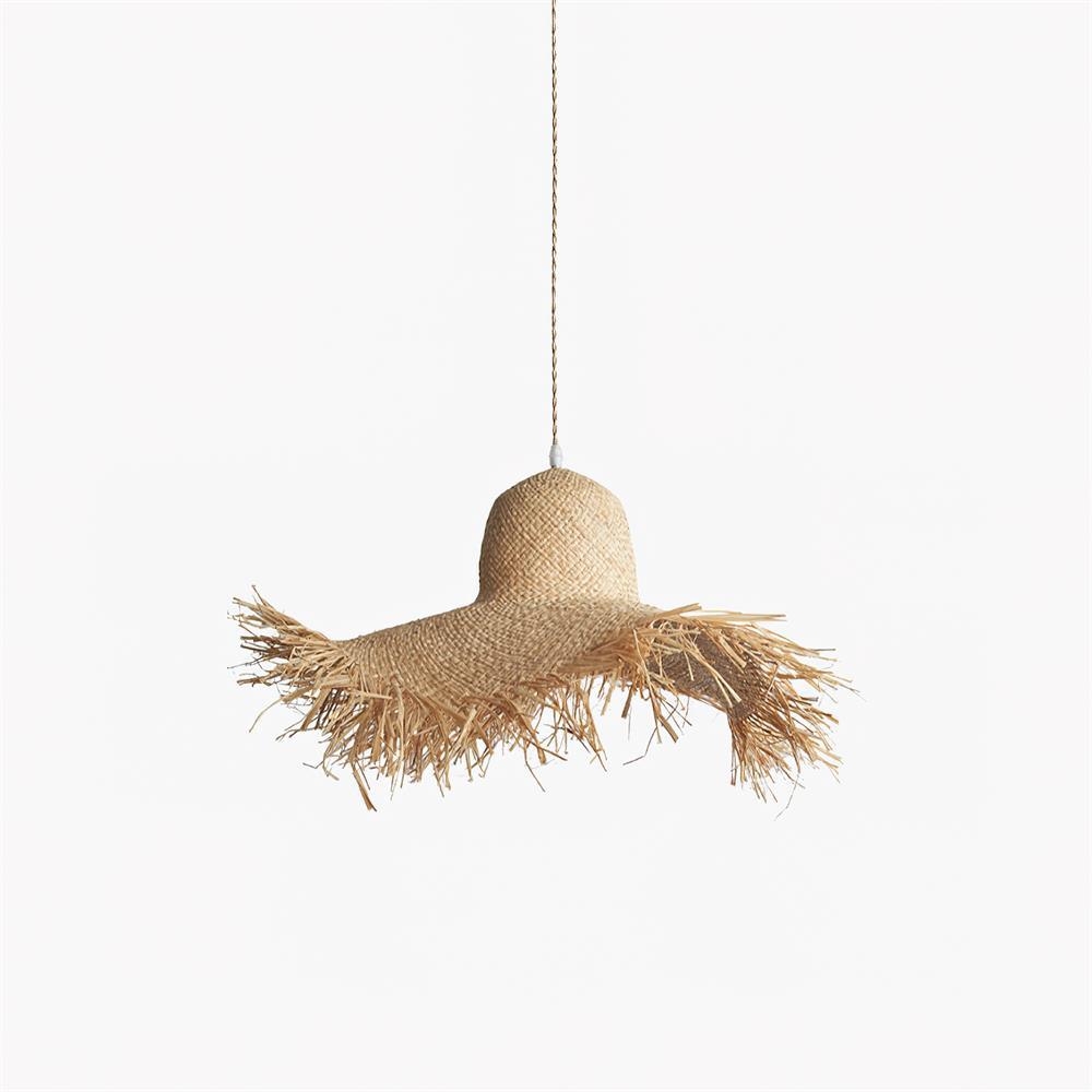 Rattan Straw Hat Pendant Light - Lamp Outdoor