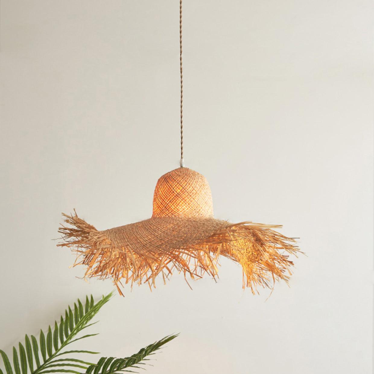 Rattan Straw Hat Pendant Light - Lamp Outdoor