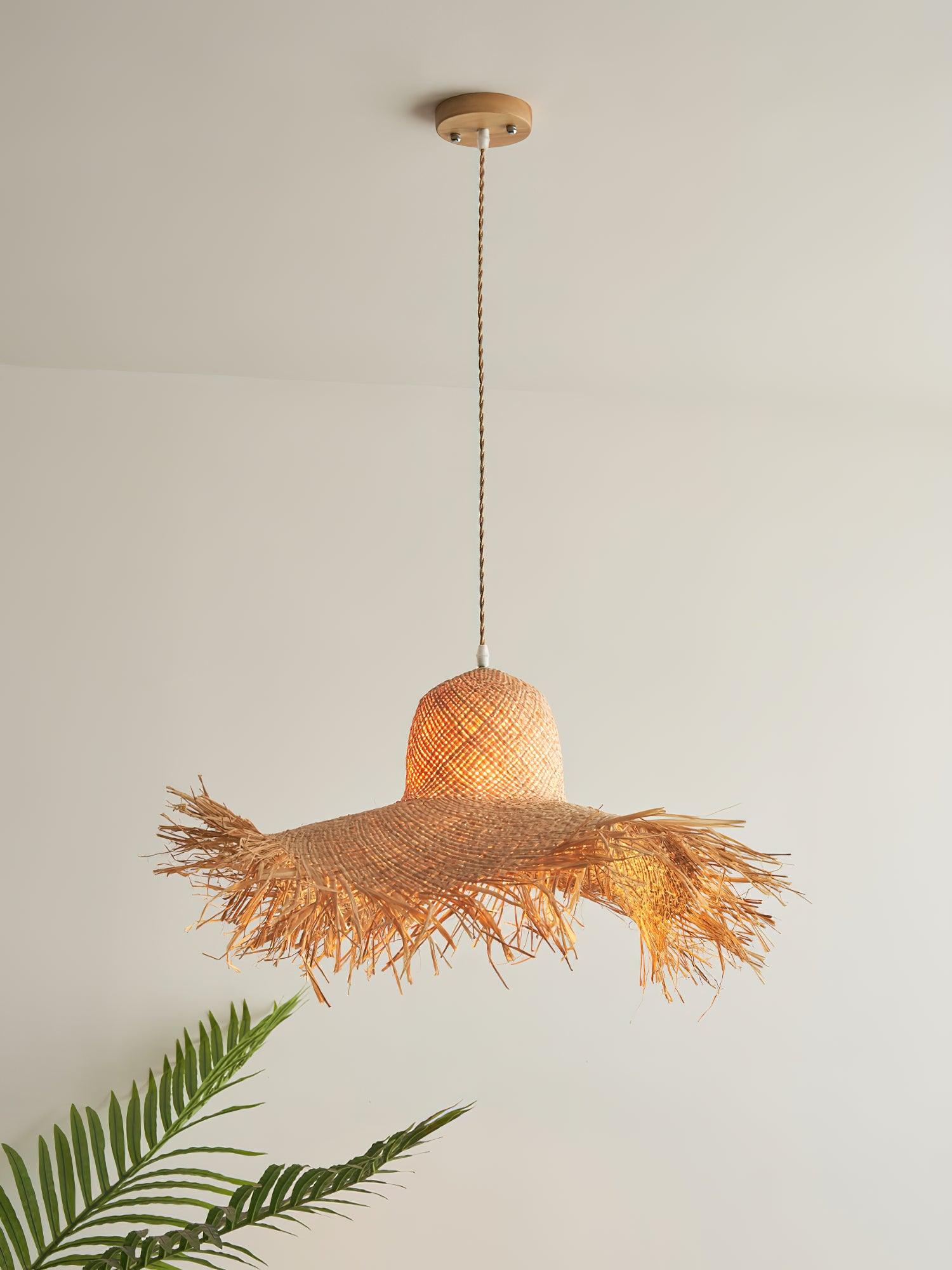 Rattan Straw Hat Pendant Light - Lamp Outdoor