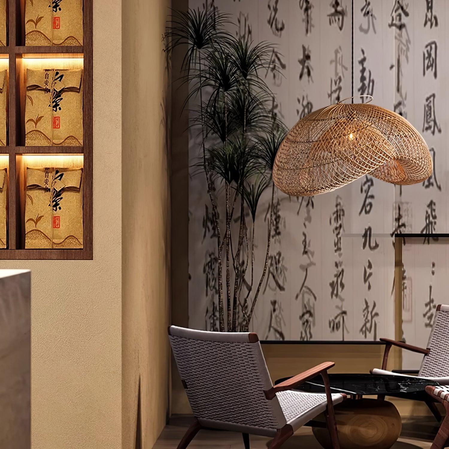 Rattan Wave Pendant Light - Lamp Outdoor