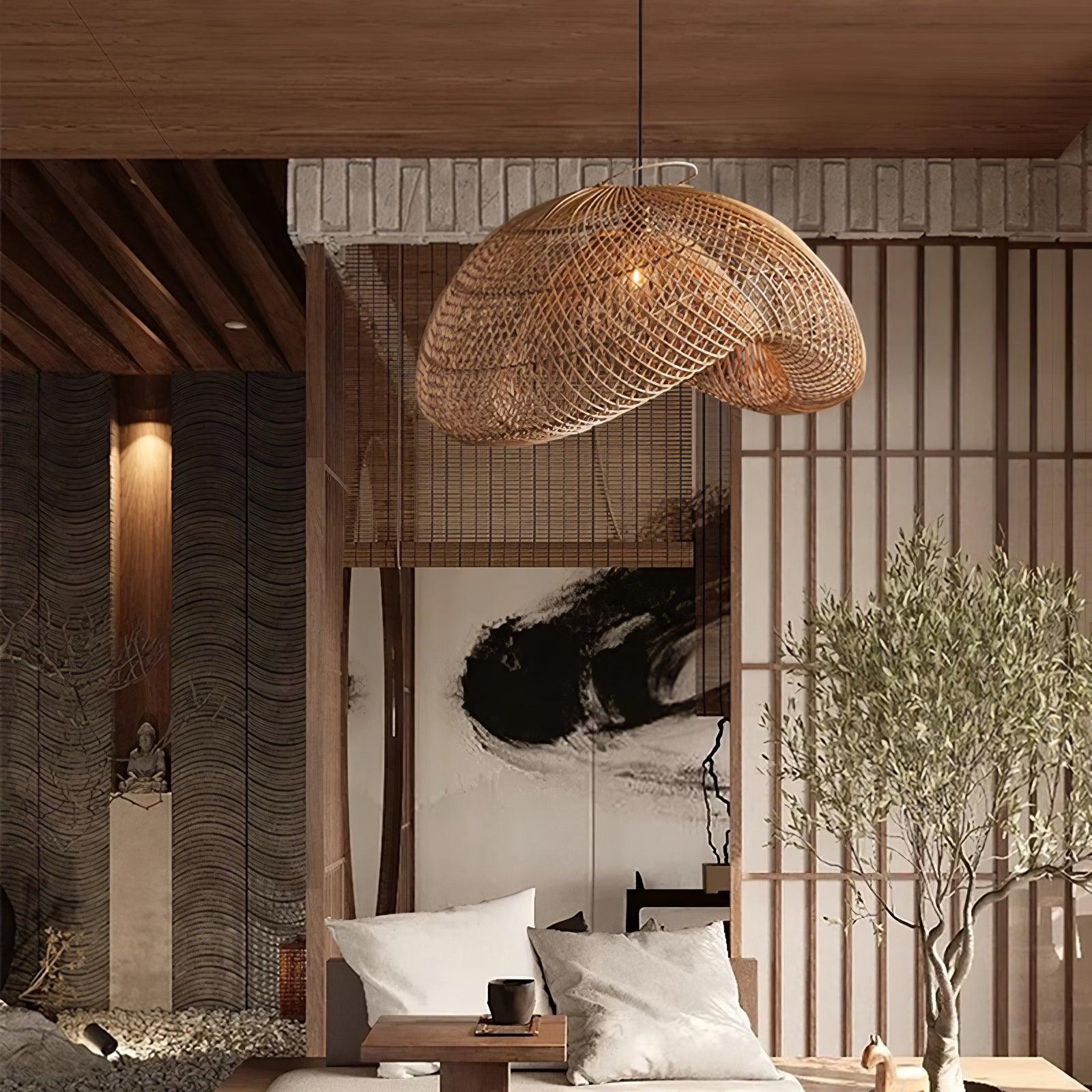 Rattan Wave Pendant Light - Lamp Outdoor