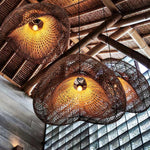 Rattan Wave Pendant Light - Lamp Outdoor