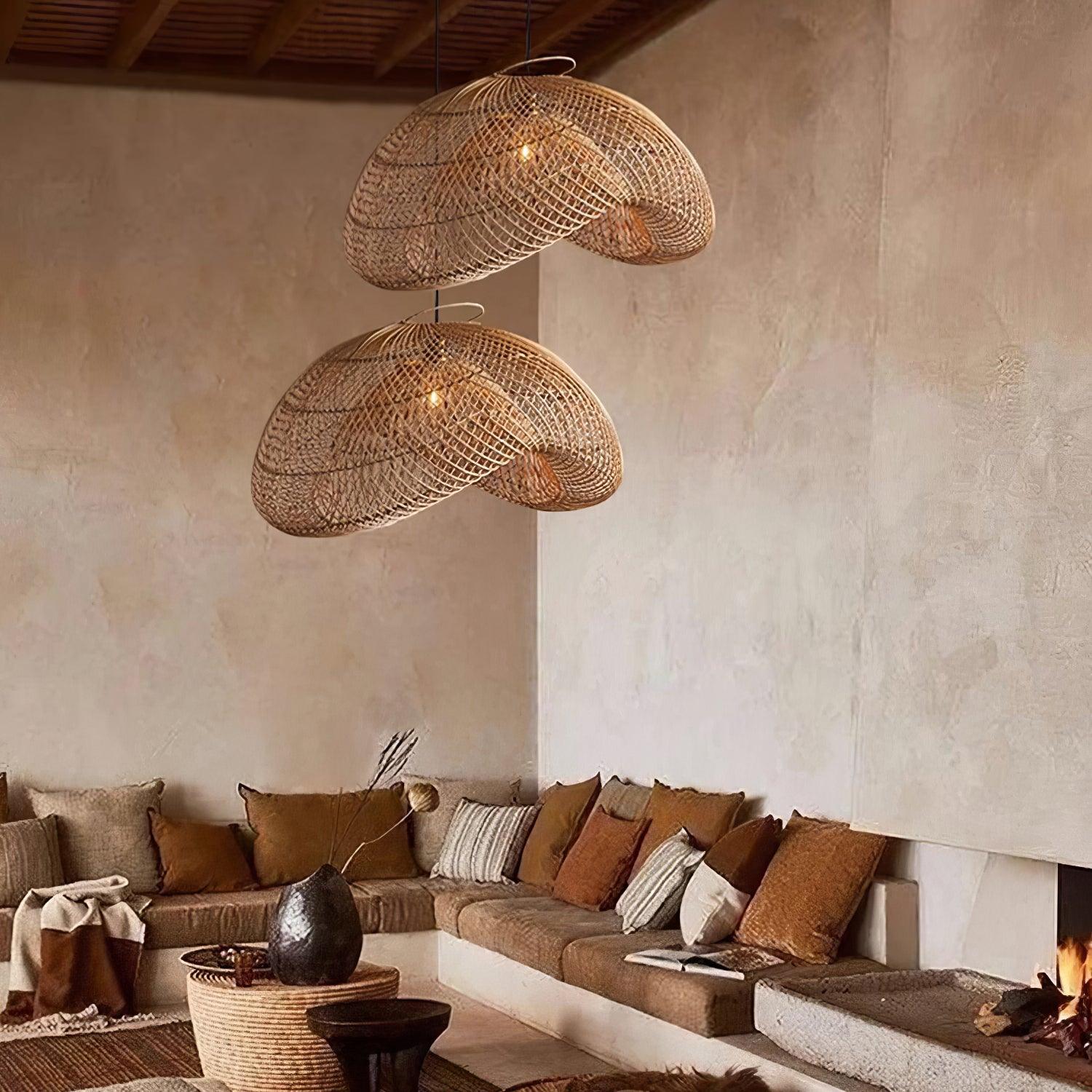 Rattan Wave Pendant Light - Lamp Outdoor