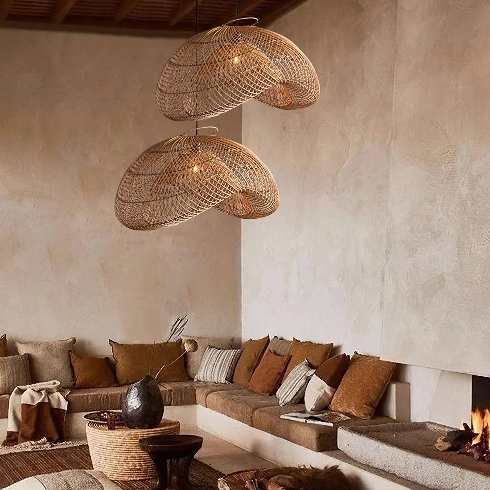 Rattan Wave Pendant Light - Lamp Outdoor