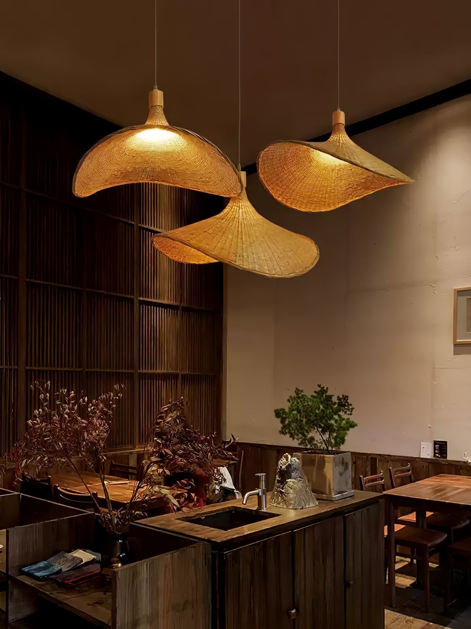 Rattan Weave Hat Pendant Light - Lamp Outdoor