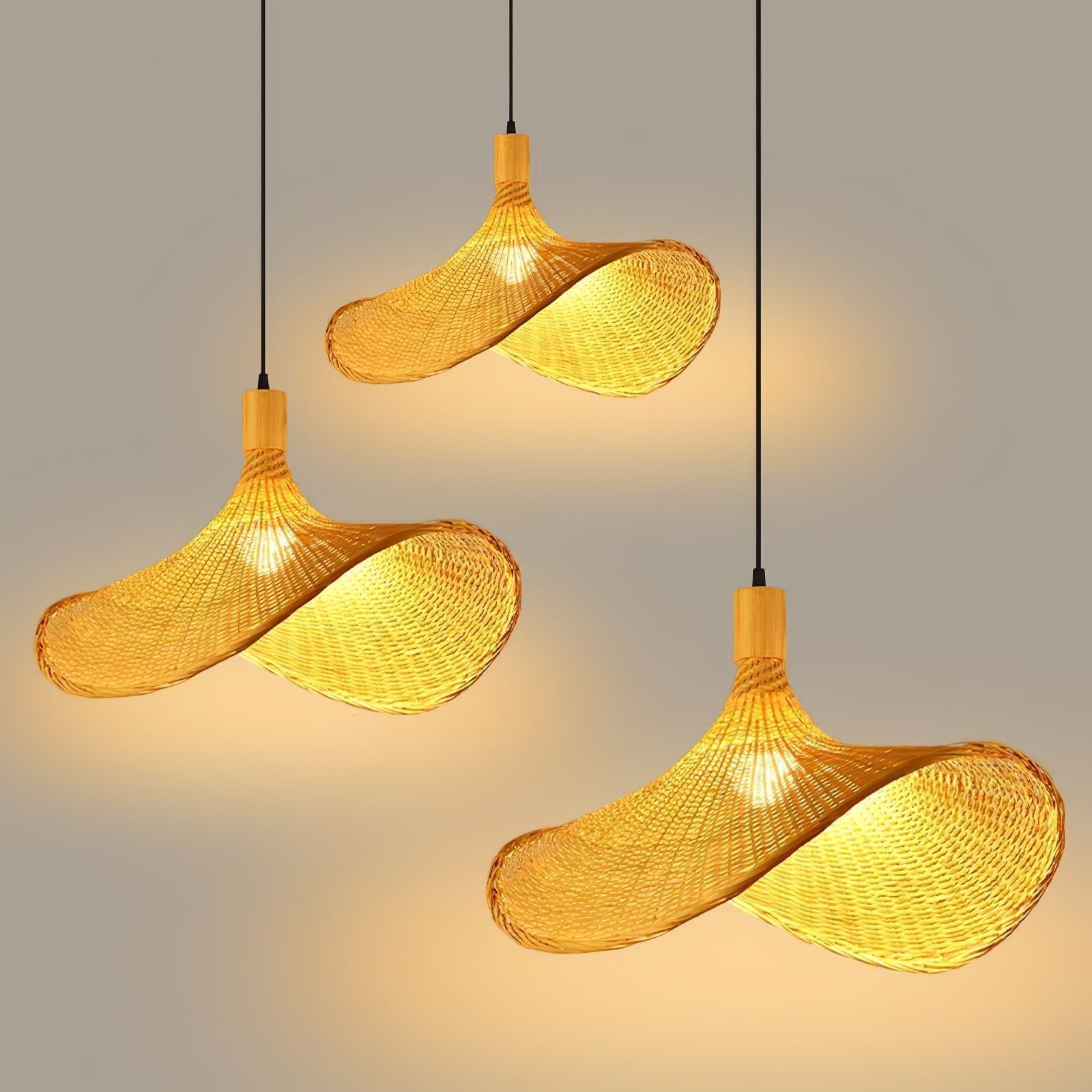 Rattan Weave Hat Pendant Light - Lamp Outdoor