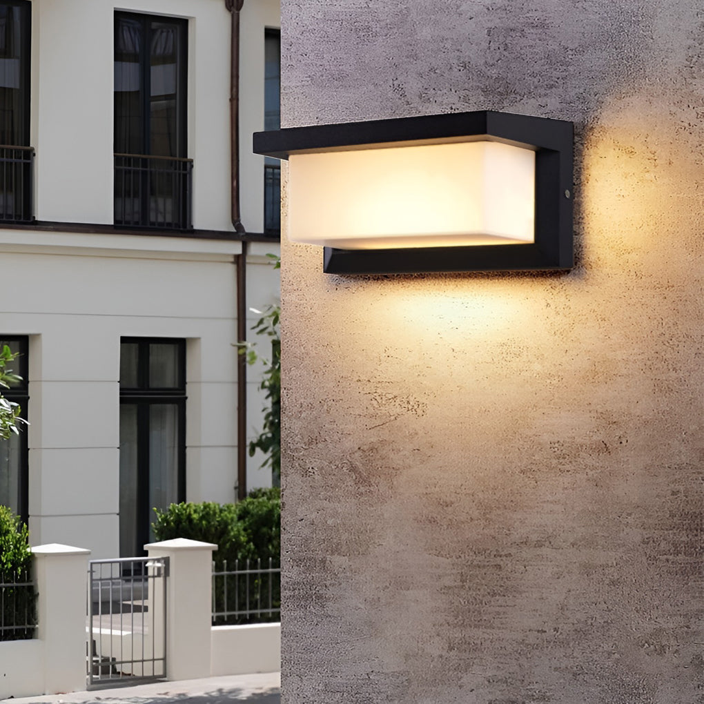 Rectangle Waterproof Light Control Induction Black Modern Solar Sconces - Lamp Outdoor