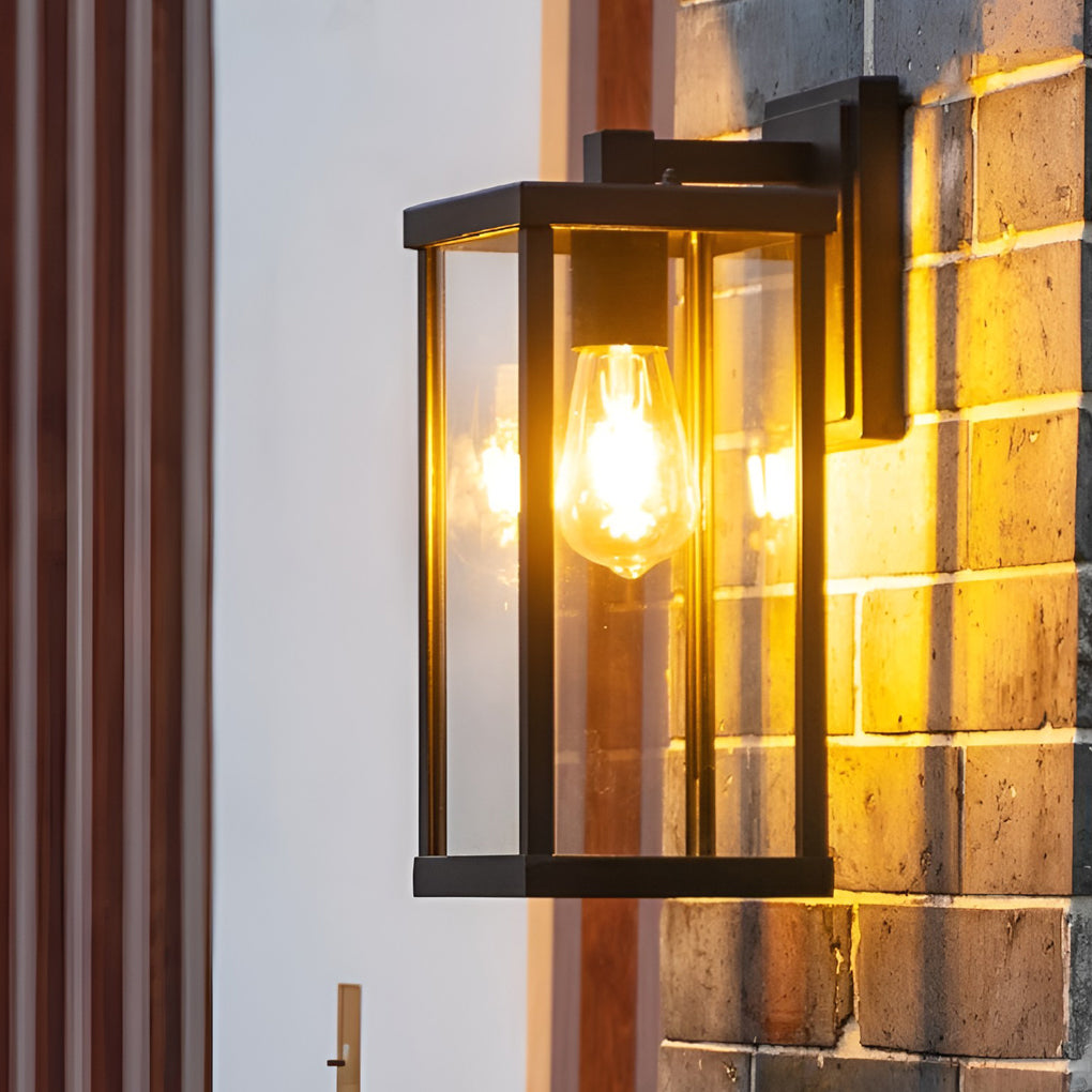 Rectangular Glass Waterproof Black Modern Outdoor Wall Lamp Exterior Lights - Lamp Outdoor