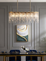 Cathaa Postmodern Luxury Rectangular Icicle Glass Crystal Chandelier - Lamp Outdoor