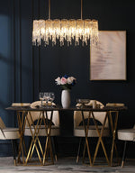Cathaa Postmodern Luxury Rectangular Icicle Glass Crystal Chandelier - Lamp Outdoor