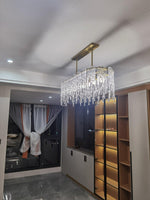 Cathaa Postmodern Luxury Rectangular Icicle Glass Crystal Chandelier - Lamp Outdoor