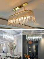 Cathaa Postmodern Luxury Rectangular Icicle Glass Crystal Chandelier - Lamp Outdoor