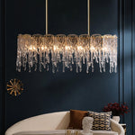 Cathaa Postmodern Luxury Rectangular Icicle Glass Crystal Chandelier - Lamp Outdoor