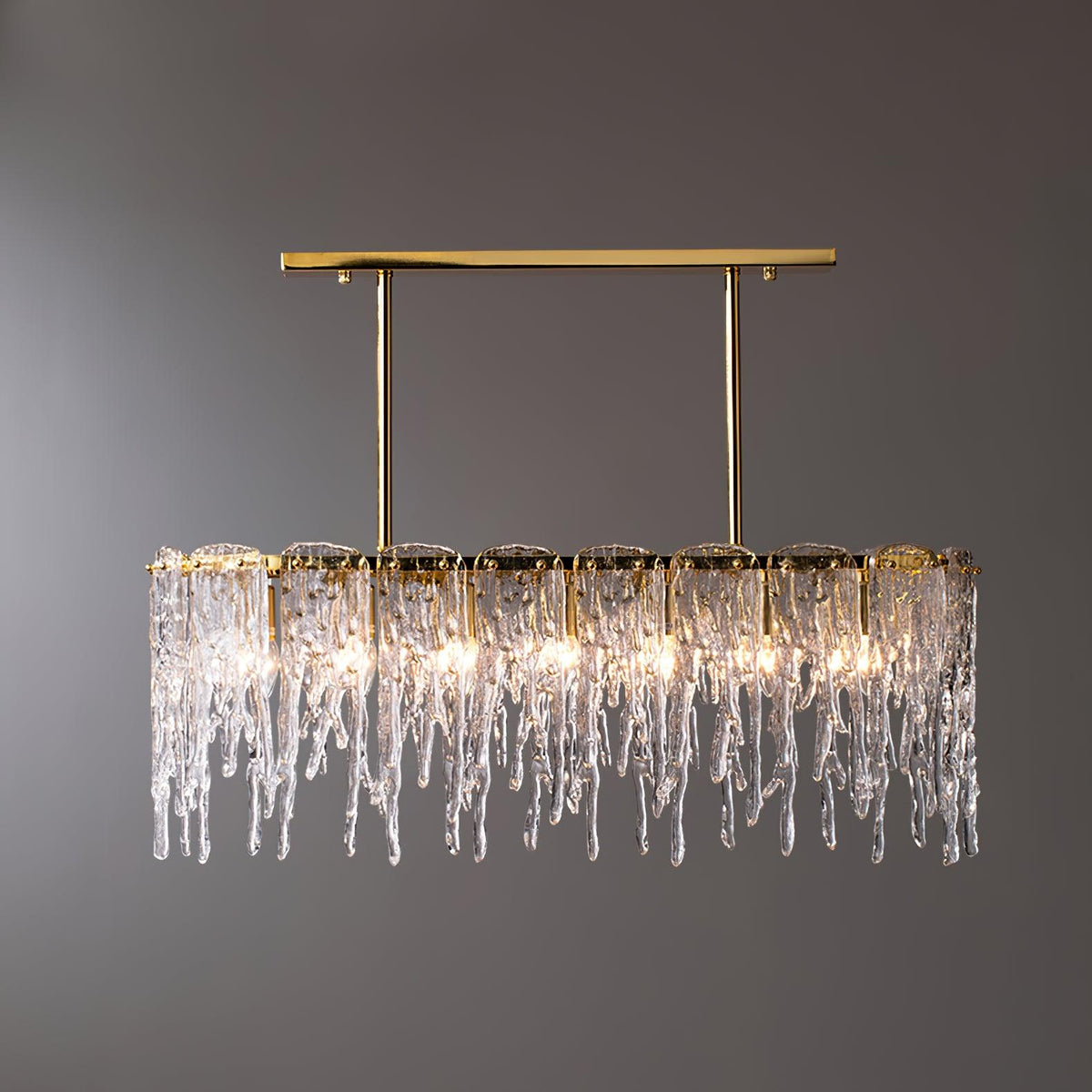 Cathaa Postmodern Luxury Rectangular Icicle Glass Crystal Chandelier - Lamp Outdoor