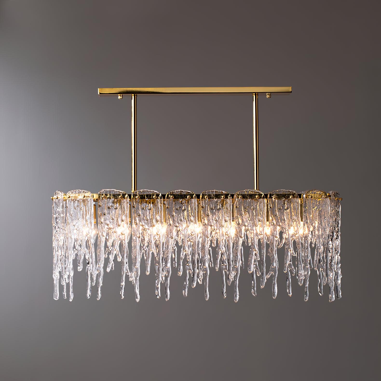 Cathaa Postmodern Luxury Rectangular Icicle Glass Crystal Chandelier - Lamp Outdoor