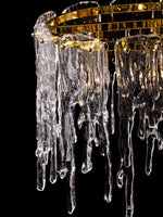 Cathaa Postmodern Luxury Rectangular Icicle Glass Crystal Chandelier - Lamp Outdoor