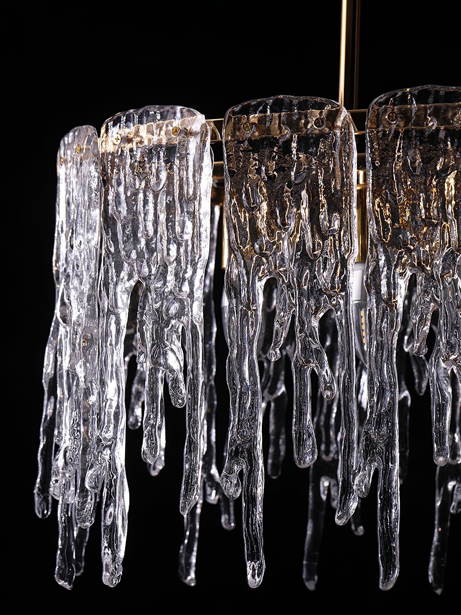 Cathaa Postmodern Luxury Rectangular Icicle Glass Crystal Chandelier - Lamp Outdoor